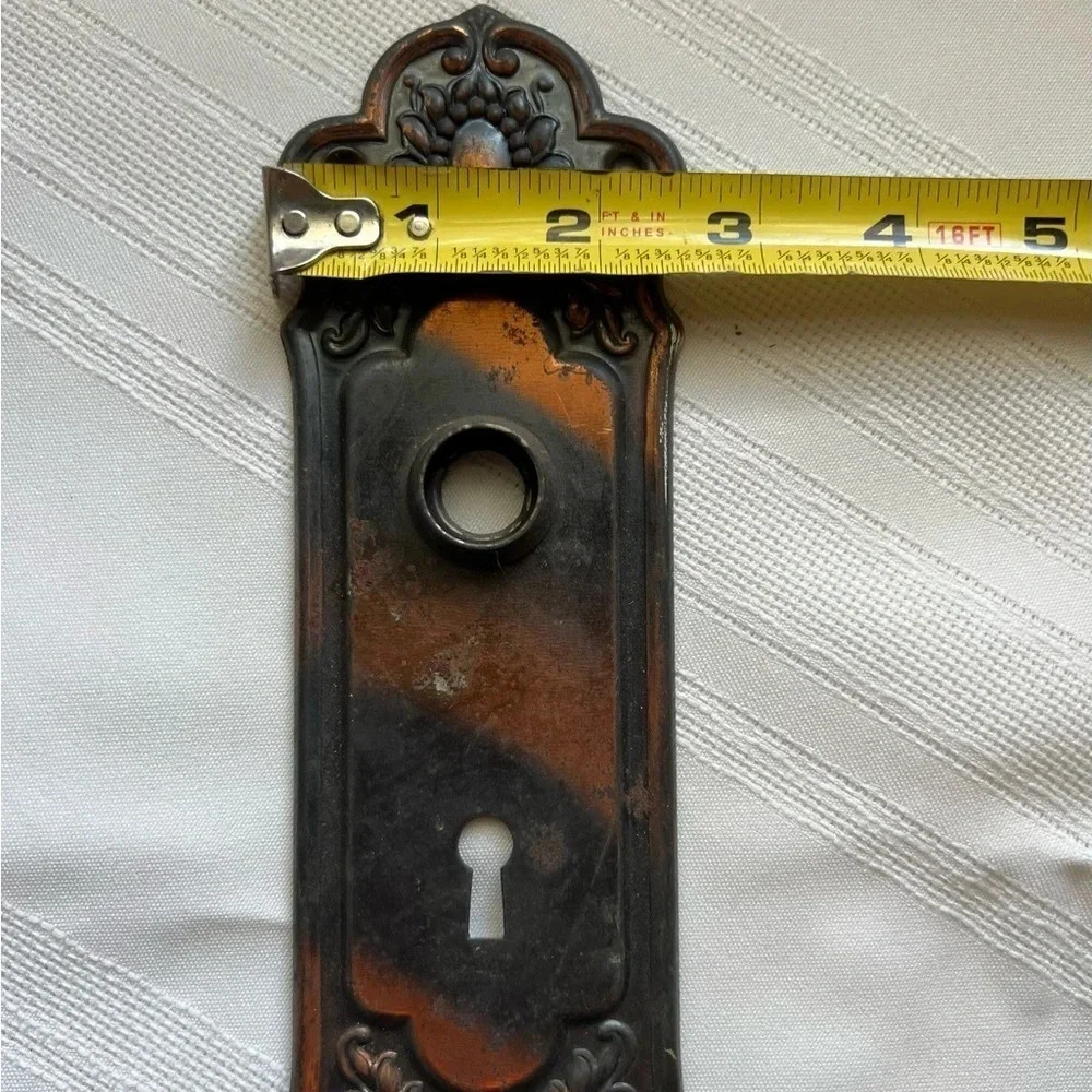 Vintage Ornate Knob Plate Reclaimed Decorative Early 1900s 8” Long